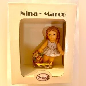 Goebel Nina Marco Figurine Girl Basket Flowers 2” 3” BOX 10998219 2001 Germany